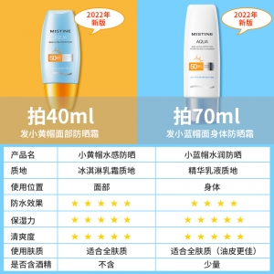 【代塔常规仓】25年9月泰国Mistine蜜丝婷水润清透防晒霜22版40ml
